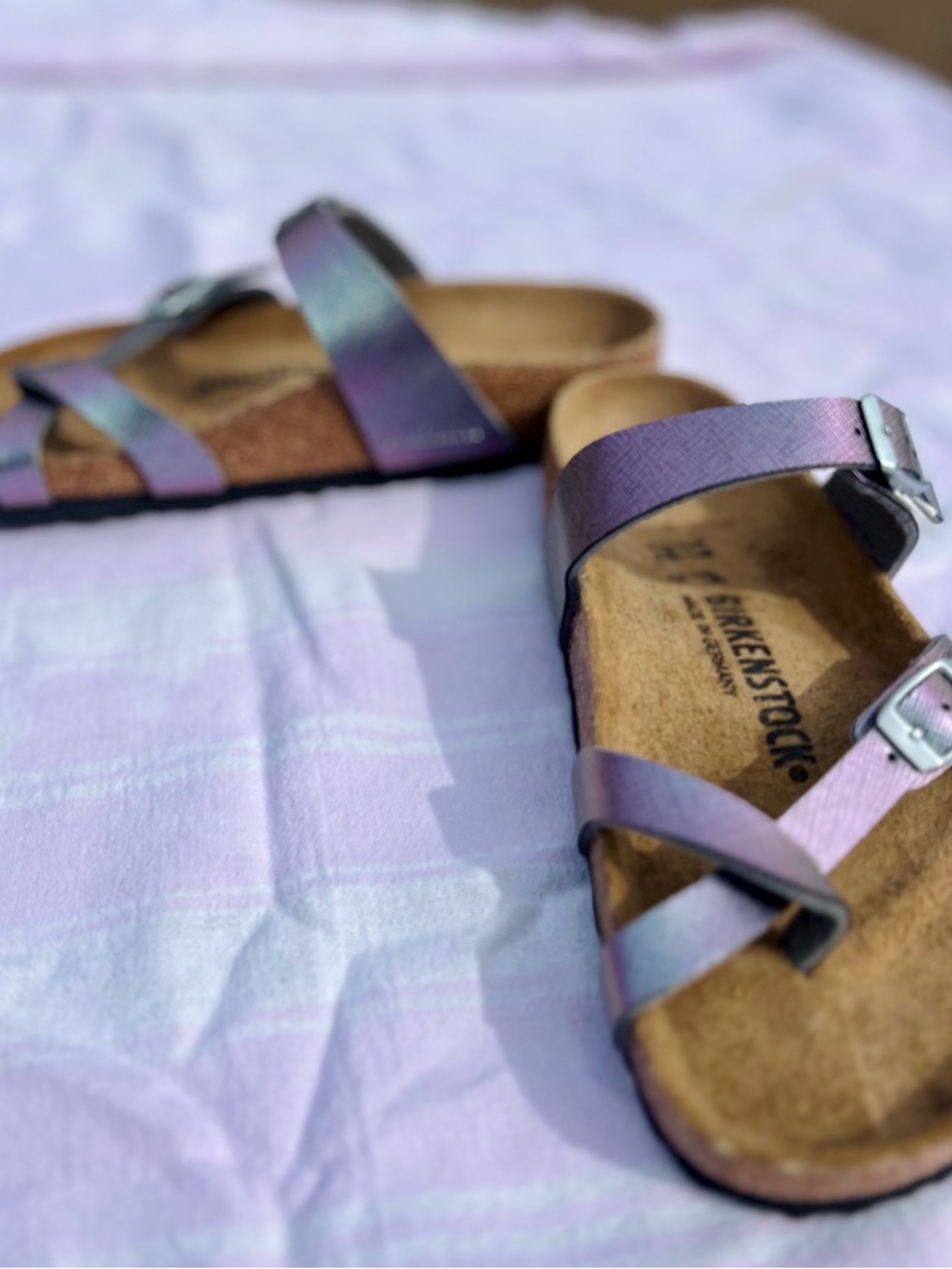 Women’s Birkenstock Mayari Iridescent Purple Viola Strappy Sandals - Picture 4 of 6